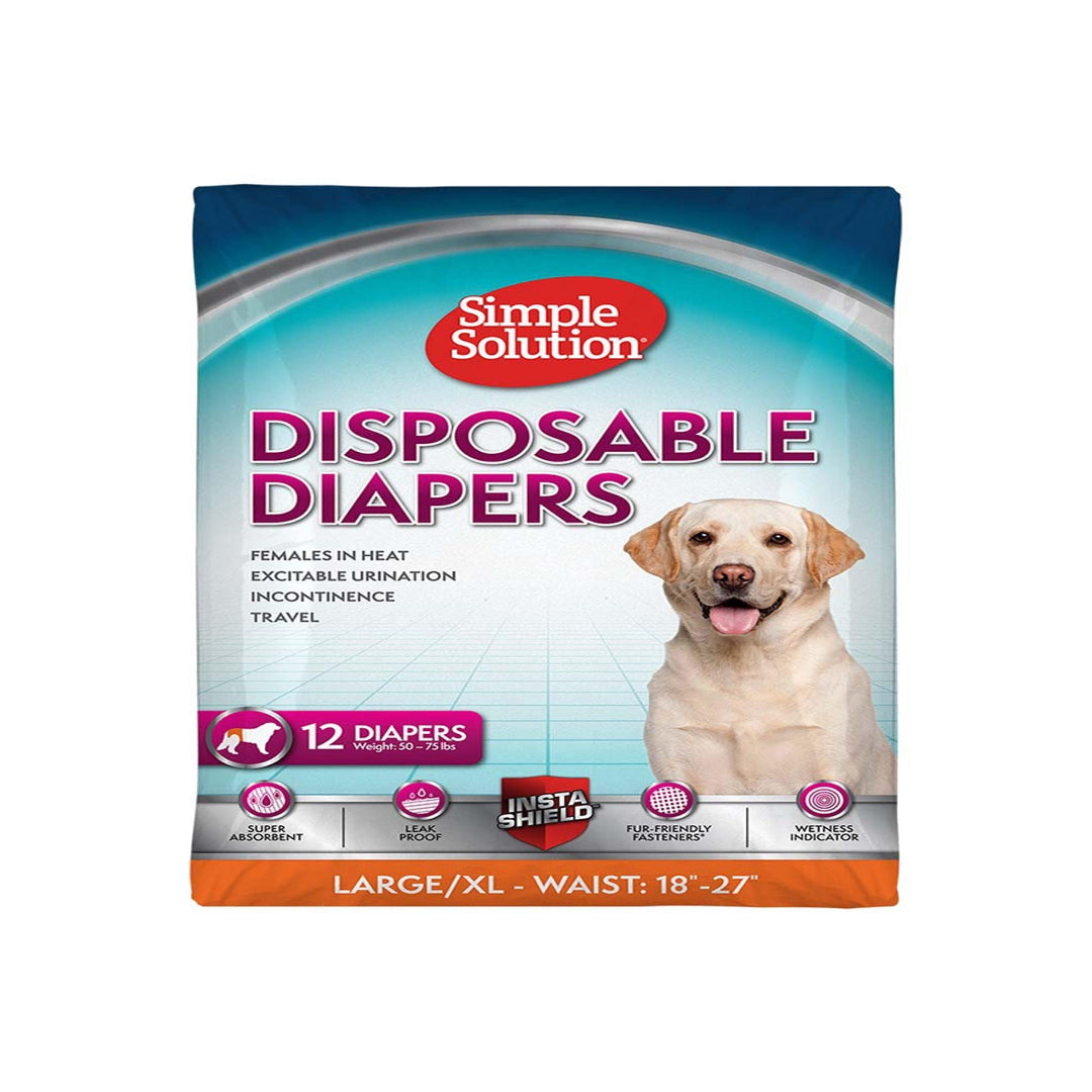 Simple Solution Disposable Diapers White 1ea/LG, 12 pk