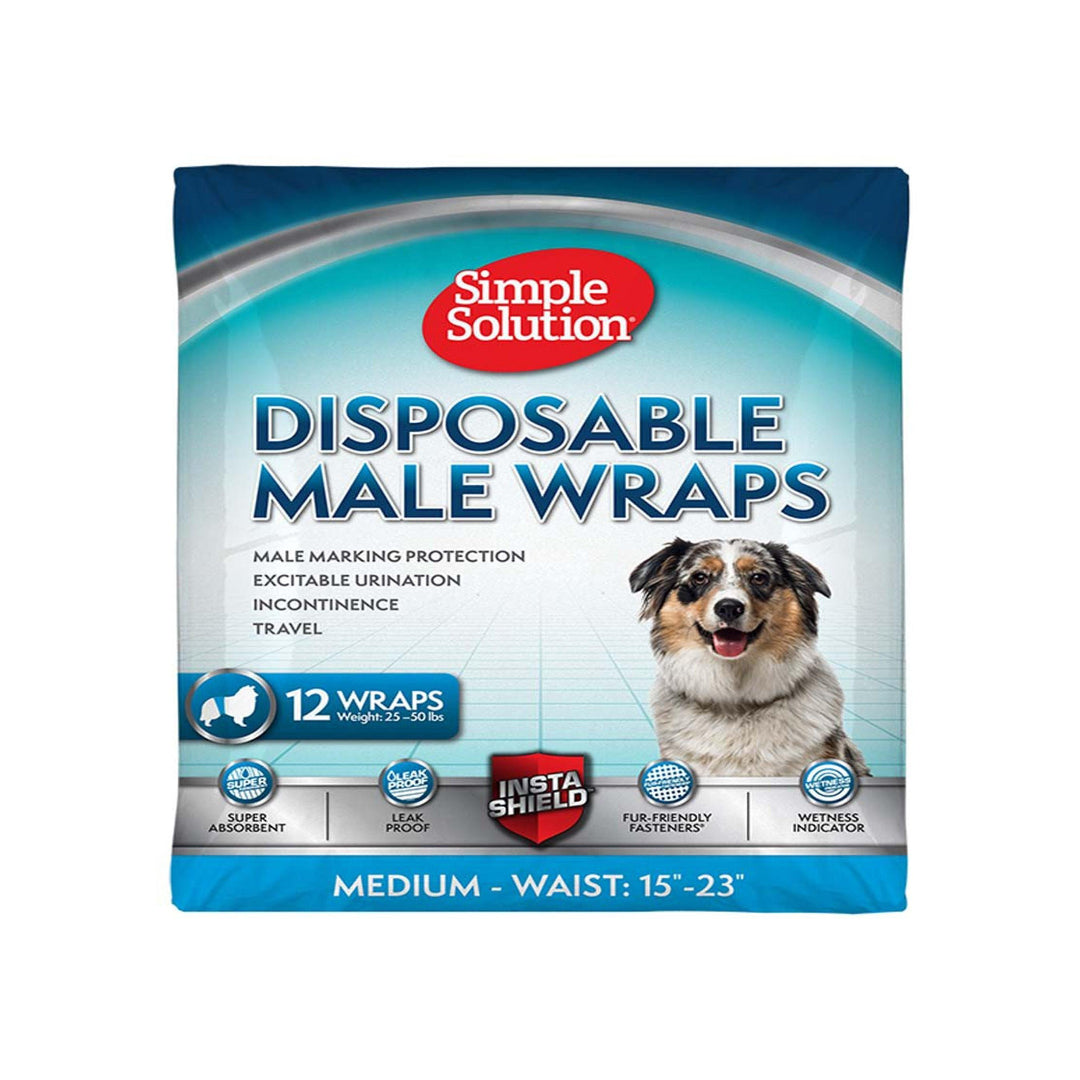 Simple Solution Disposable Male Wraps White 1ea/MD, 12 pk