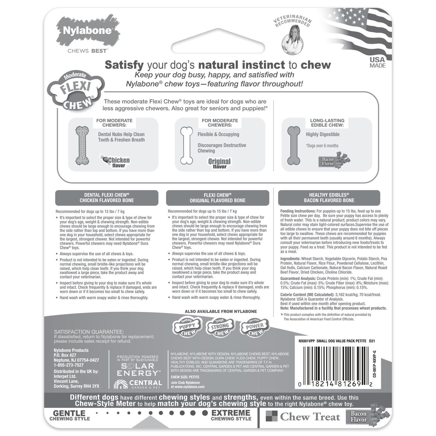 Nylabone Healthy Edibles and Flexi Chew Value Pack Variety, XS/Petite Up To 15 Lbs. 3 ct