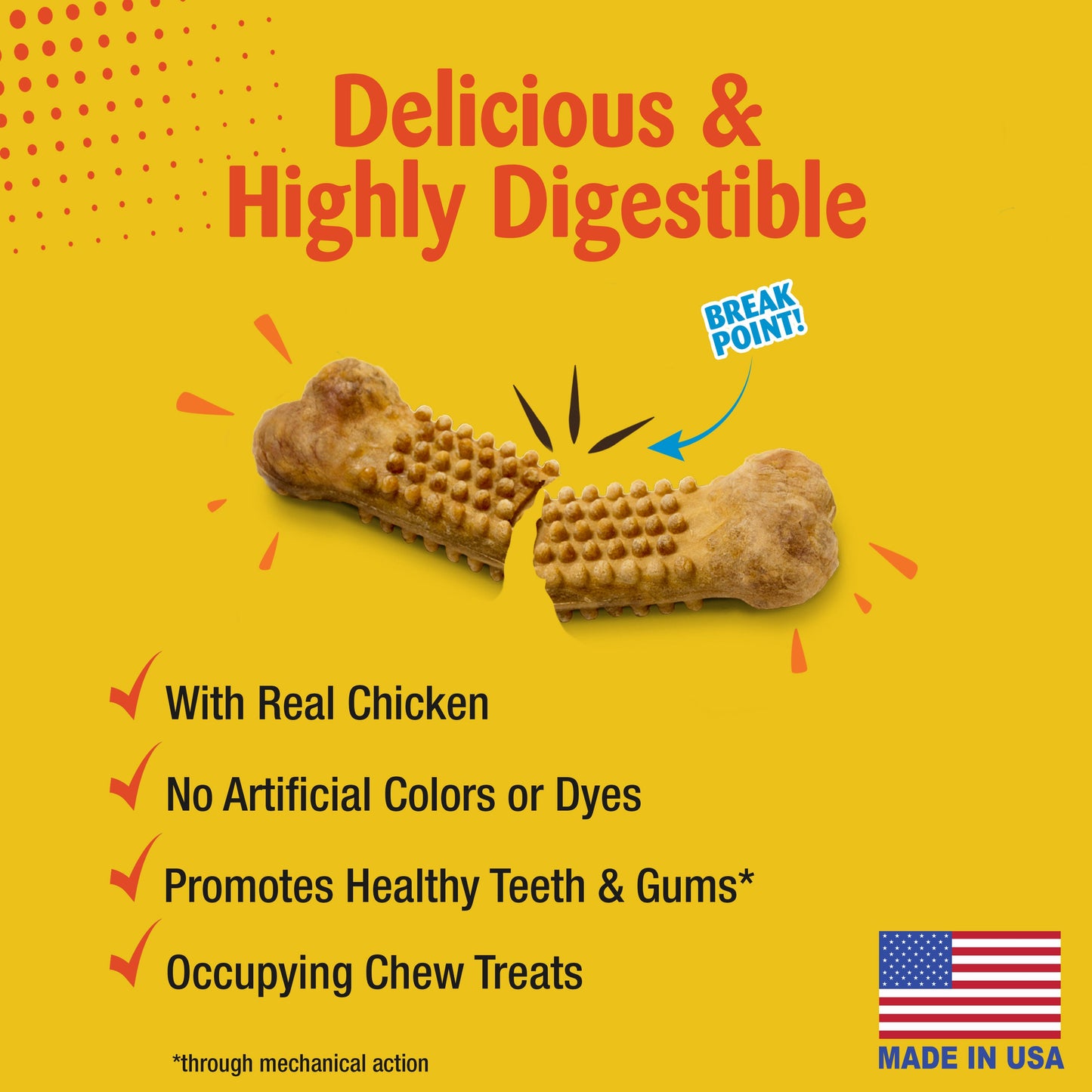Nylabone Natural Nubz Chicken Dog Treats Chicken, Large 30 Lbs. 12 ct