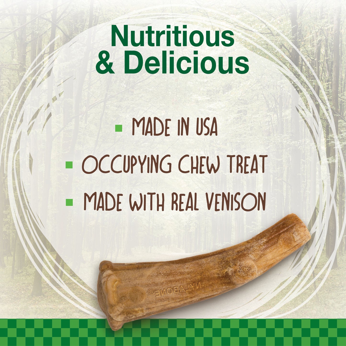 Nylabone Healthy Edibles WILD Antler Natural Long Lasting Dog Chew Treats Venison, Large/Giant Up To 50 Lbs. 10 ct