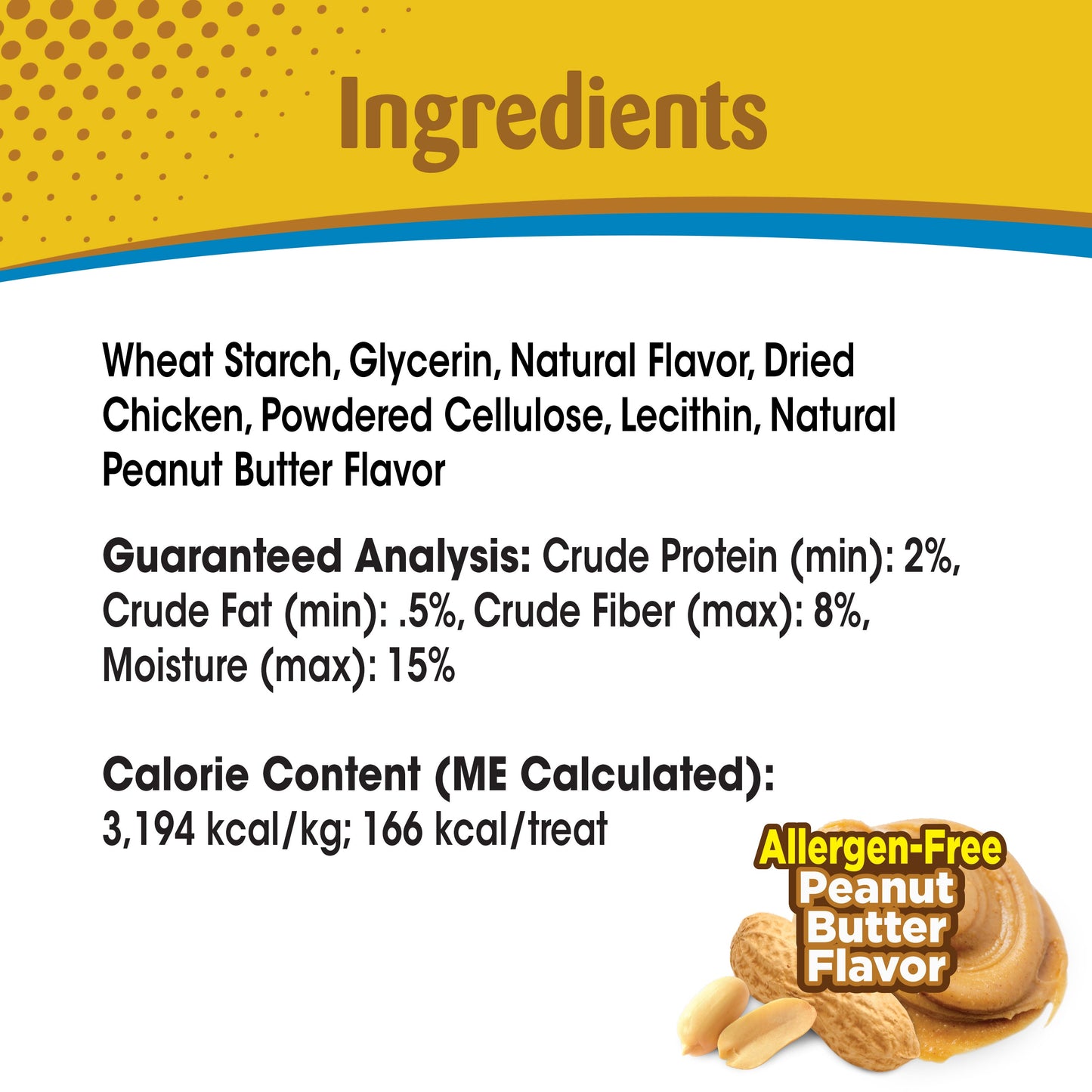 Nylabone Natural Nubz Dog Treats, AllergenFree Peanut Butter Peanut Butter, Large 30 Lbs. 15 ct