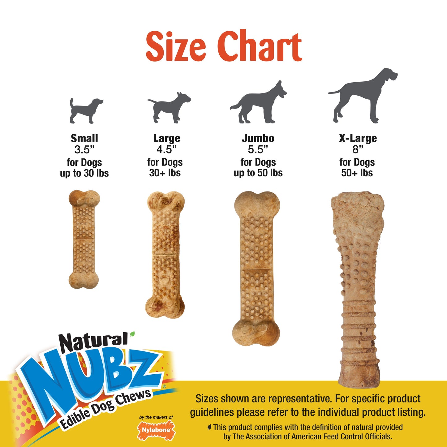 Nylabone Natural Nubz Dog Treats, AllergenFree Peanut Butter Peanut Butter, Large 30 Lbs. 15 ct