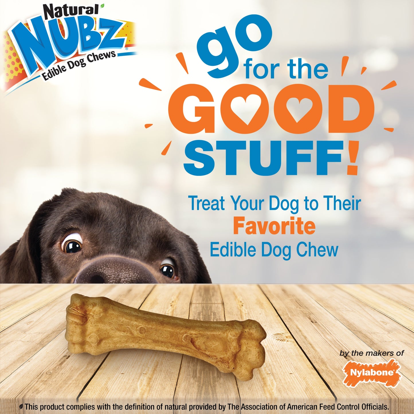 Nylabone Natural Nubz Dog Treats, AllergenFree Peanut Butter Peanut Butter, Jumbo Up To 50 Lbs. 2 ct