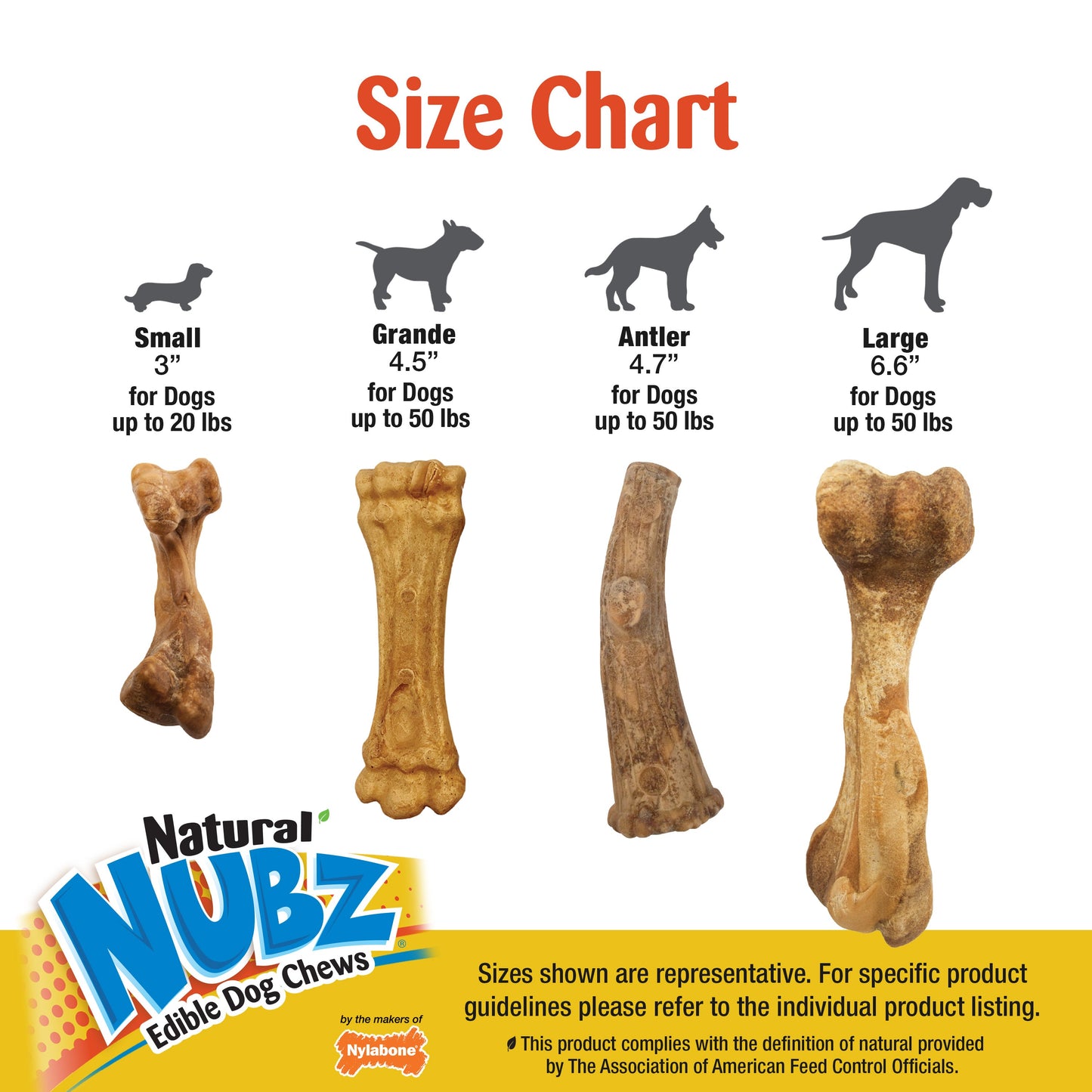 Nylabone Natural Nubz Dog Treats, AllergenFree Peanut Butter Peanut Butter, Jumbo Up To 50 Lbs. 2 ct