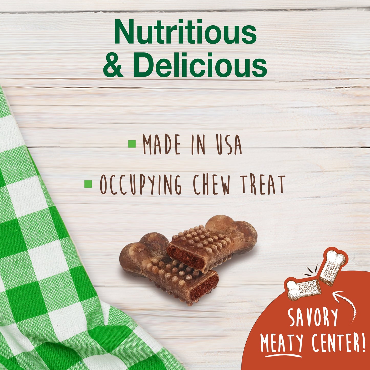 Nylabone Healthy Edibles Meaty Center Natural Dog Treats Beef, SMall Up To 30 Lbs. 12 ct