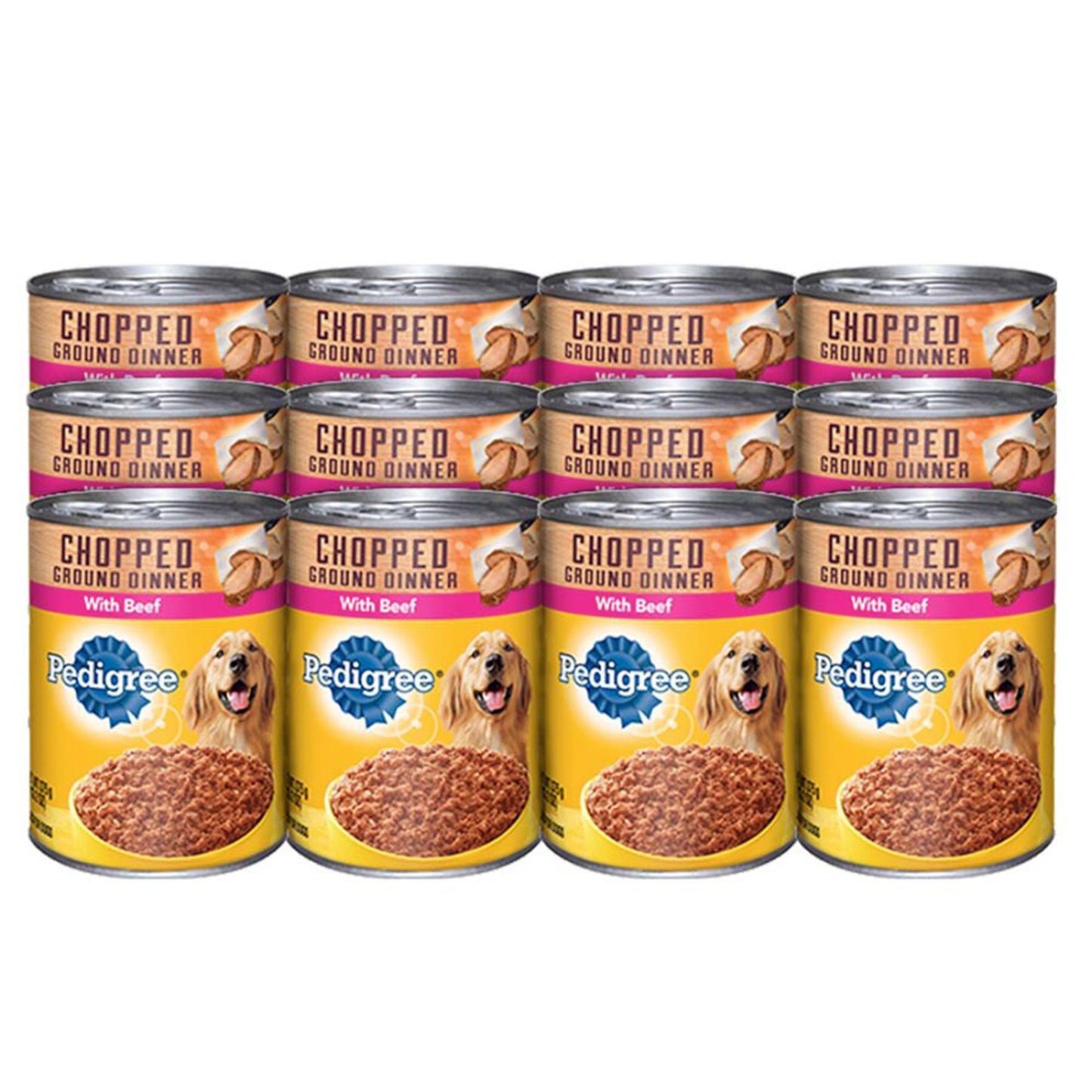 Pedigree Chopped Ground Dinner Adult Wet Dog Food Beef 13.2oz 12pk