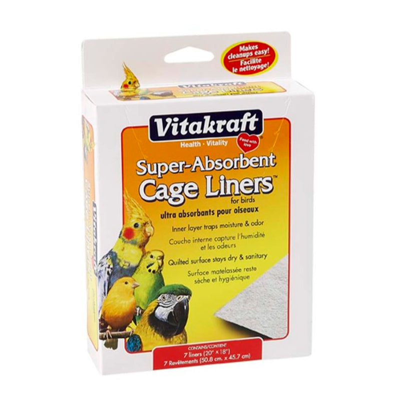 Vitakraft Super-Absorbent Cage Liners for Birds White 1ea/20 In X 18 in, 7 ct