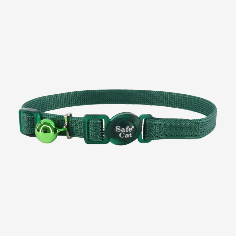 Safe Cat Adjustable Snag-Proof Nylon Breakaway Collar Hunter Green 3-8 in x 8-12 in