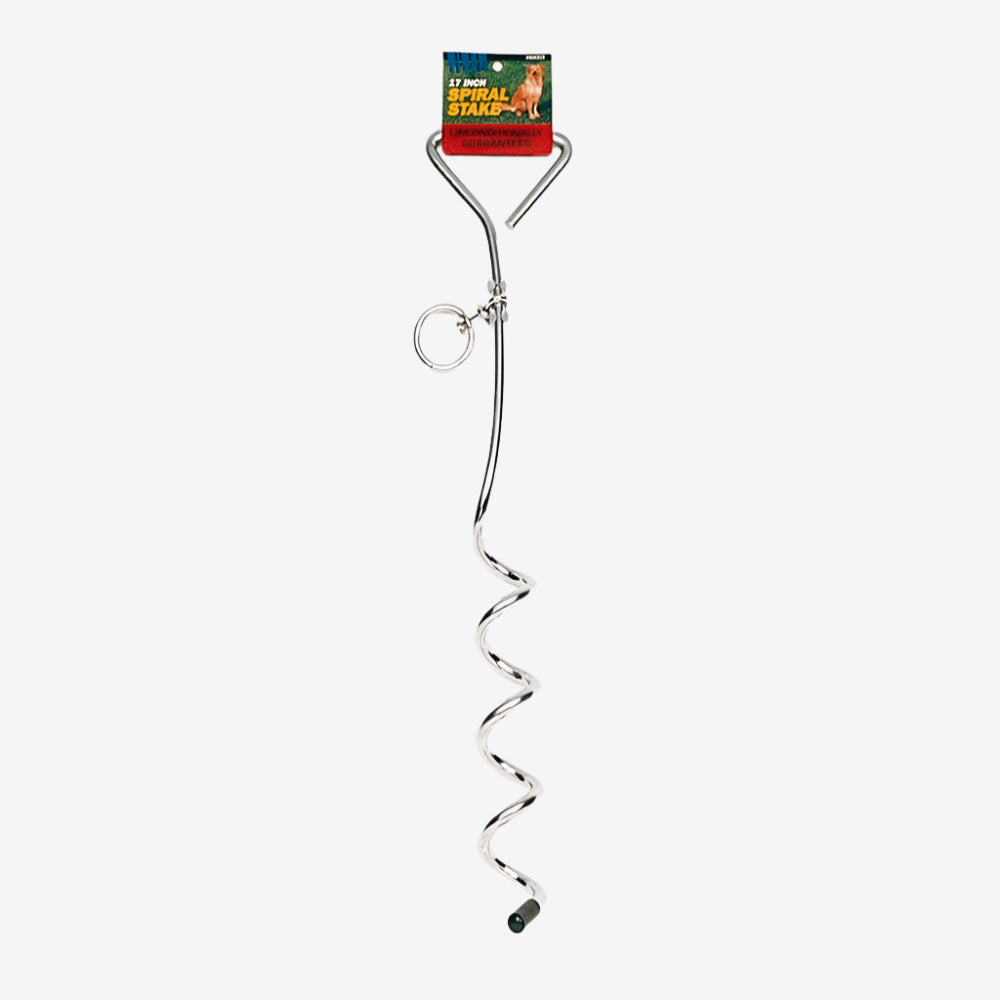 Titan Dog Tie Out Stakes for Loose Soil Spiral Silver 1ea/17 in
