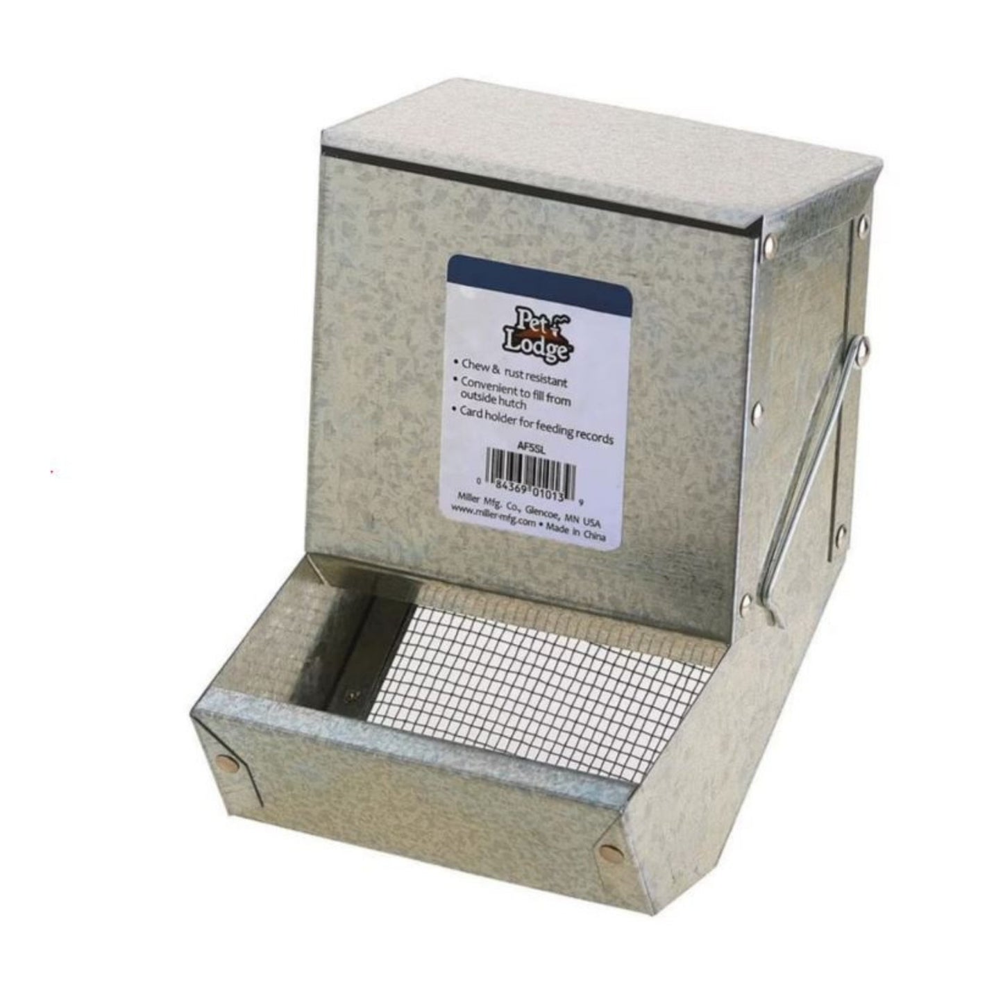 Pet Lodge Galvanized Feeder with Sifter Bottom & Lid 5 in.