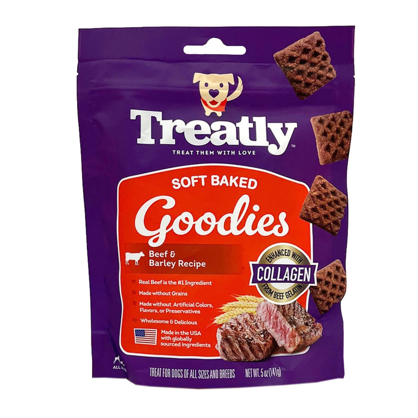 Treatly Soft Baked Goodies Dog Treats Beef & Barley, 1ea/5oz.