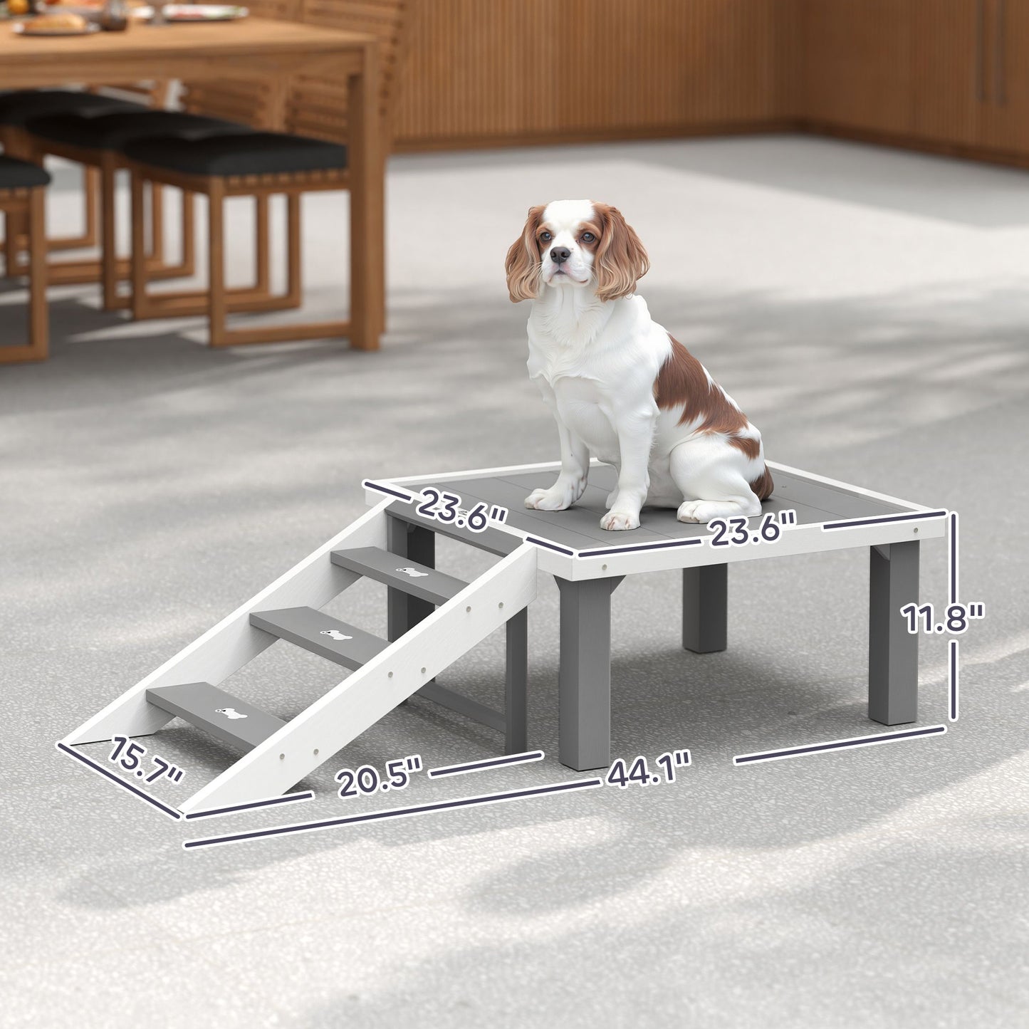 PawHut Wooden Dog Training Platform & Ladder – Gray