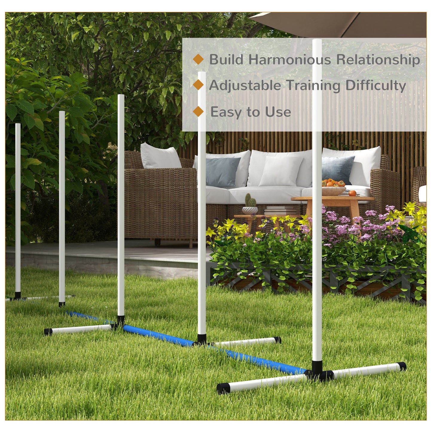PawHut 2pc Dog Agility Training Equipment Set with Spray Water Tube, White