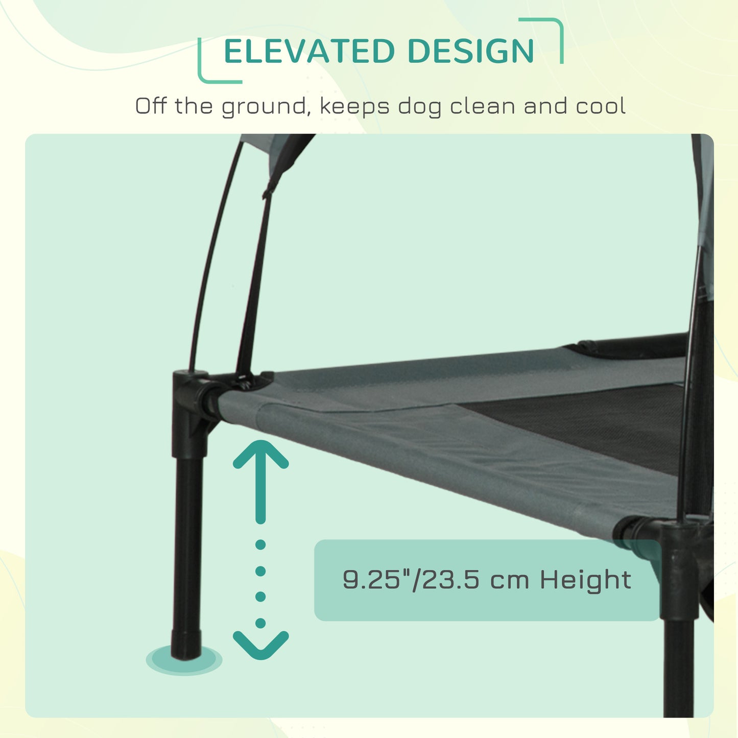 PawHut 48" x 36" Elevated Portable Dog Cot Cooling Pet Bed with UV Protection Canopy Shade