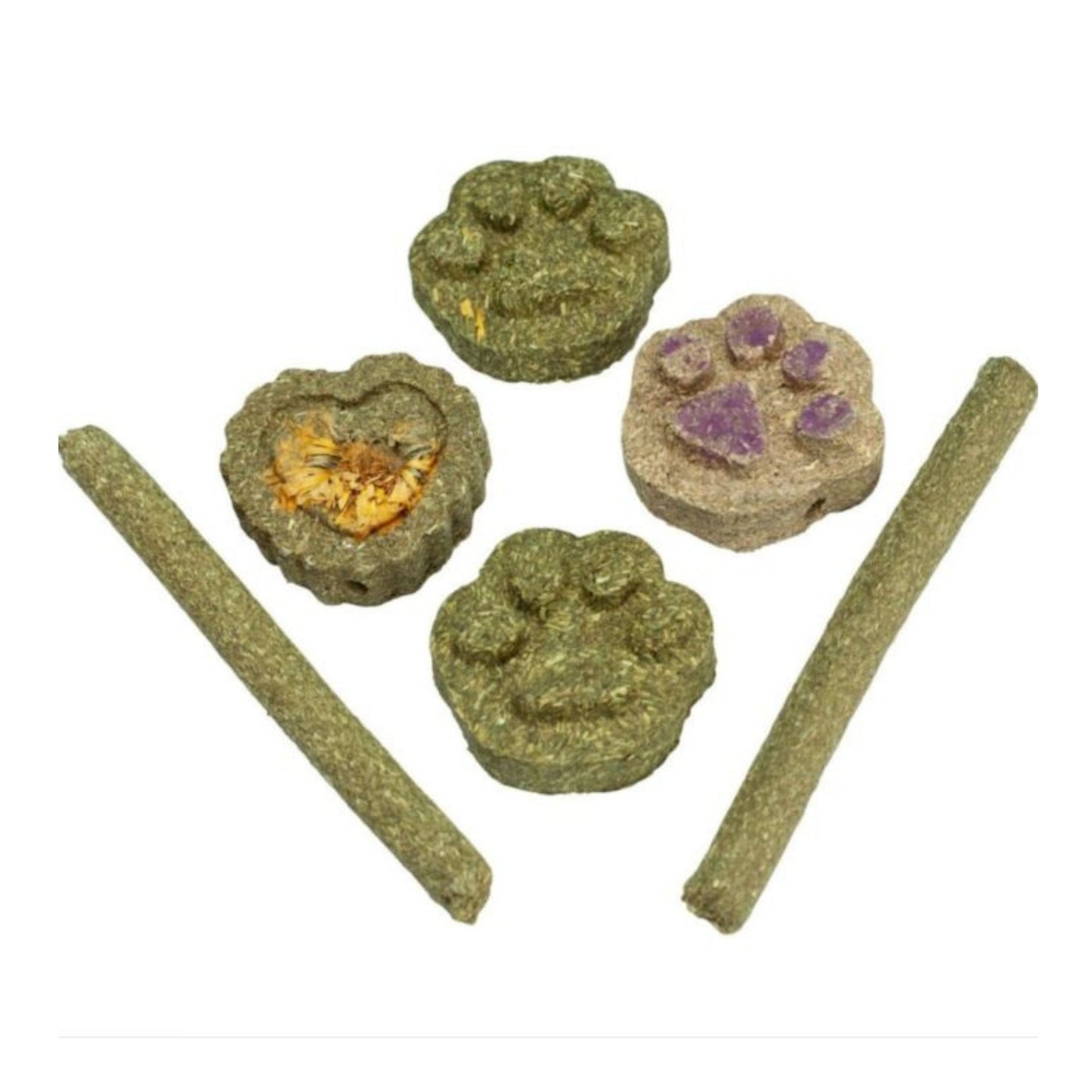 A and E Cages Barnyard Nibbles Hay Chew Small Animal Bites Variety 6pc