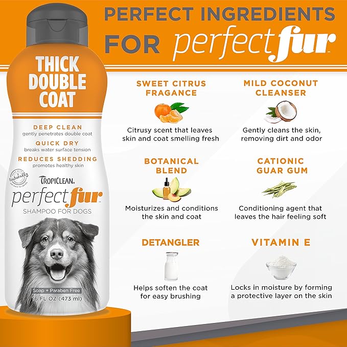 TropiClean PerfectFur Thick Double Coat Shampoo for Dogs 1ea/16 oz