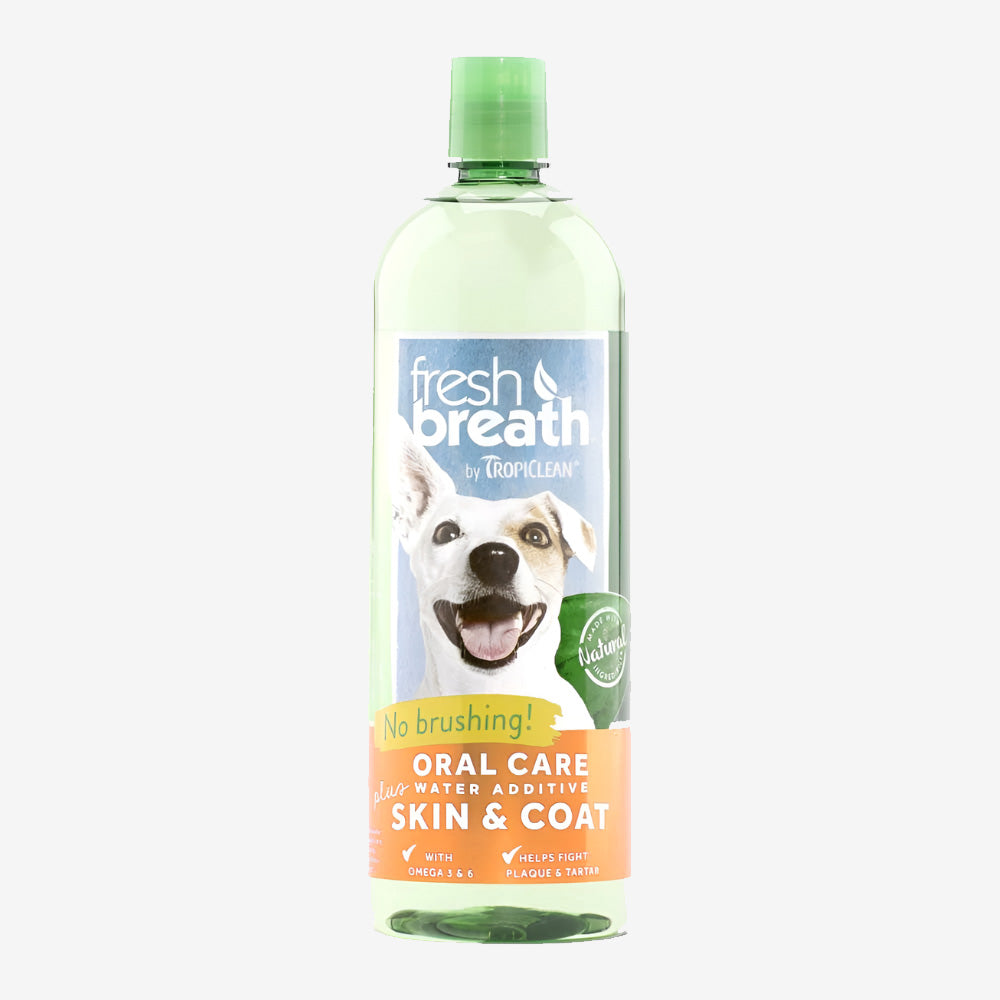 TropiClean Fresh Breath Oral Care Water Additive Plus Skin & Coat for Dogs 1ea/33.8 fl oz