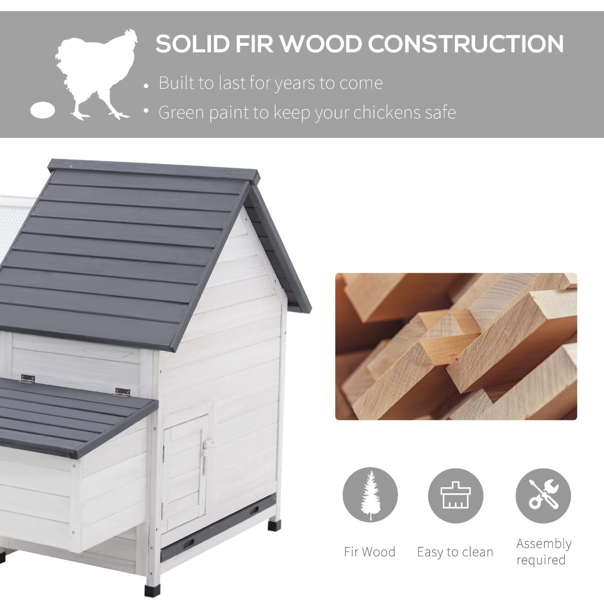 PawHut 48" Wood Outdoor Chicken Coop House with Nesting Box
