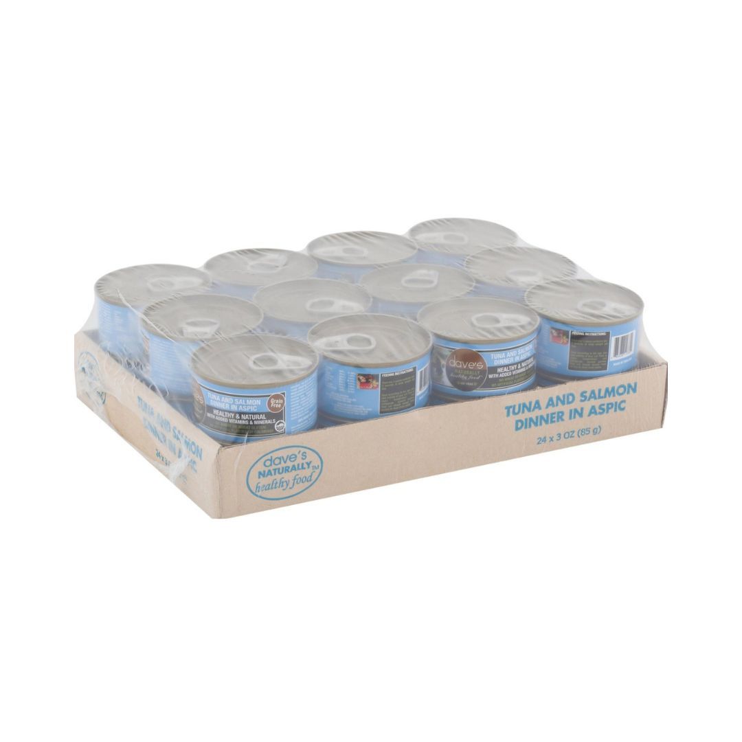 Dave's Naturally Healthy Cat Food Tuna & Salmon Dinner In Aspic 3 oz (Case of 24)