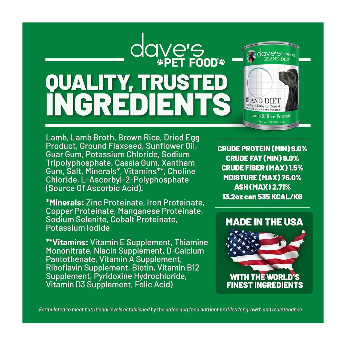 Dave's Dog Restricted Diet Bland Lamb & Rice Formula 13 oz (Case of 12)
