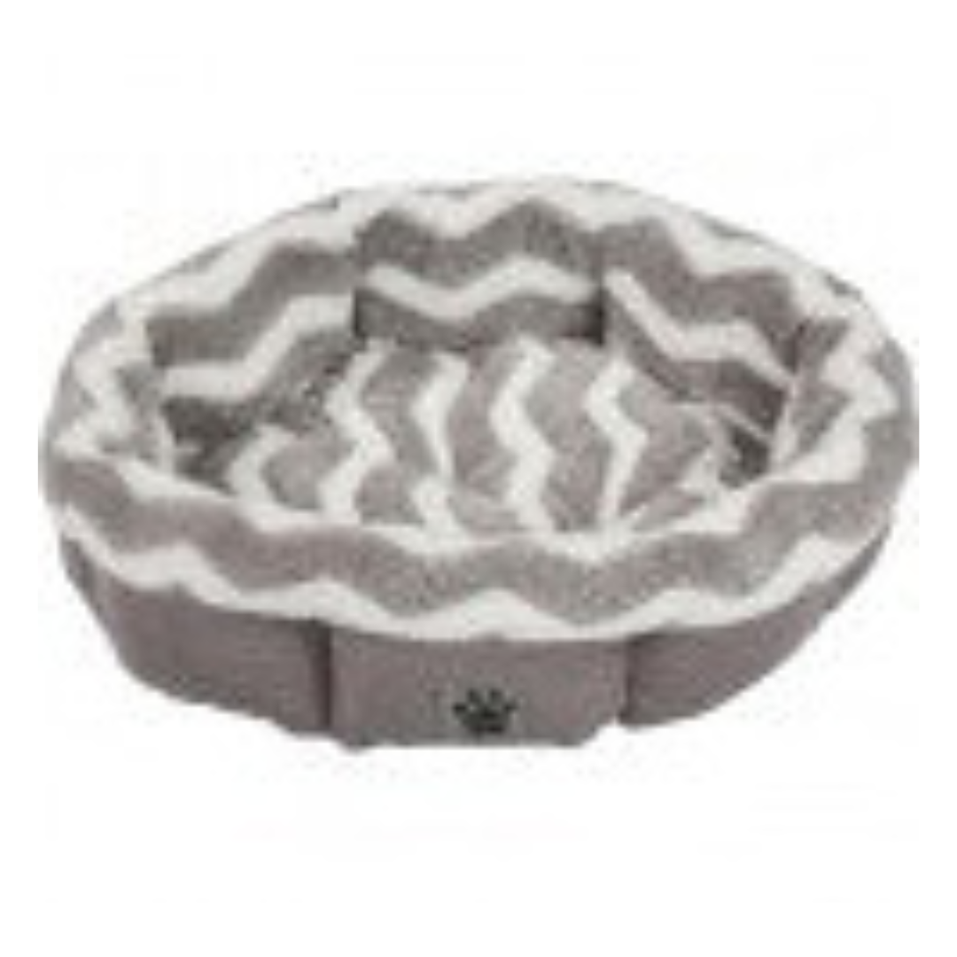 SnooZZy Zig Zag Shearling Round Bed Gray 21 in