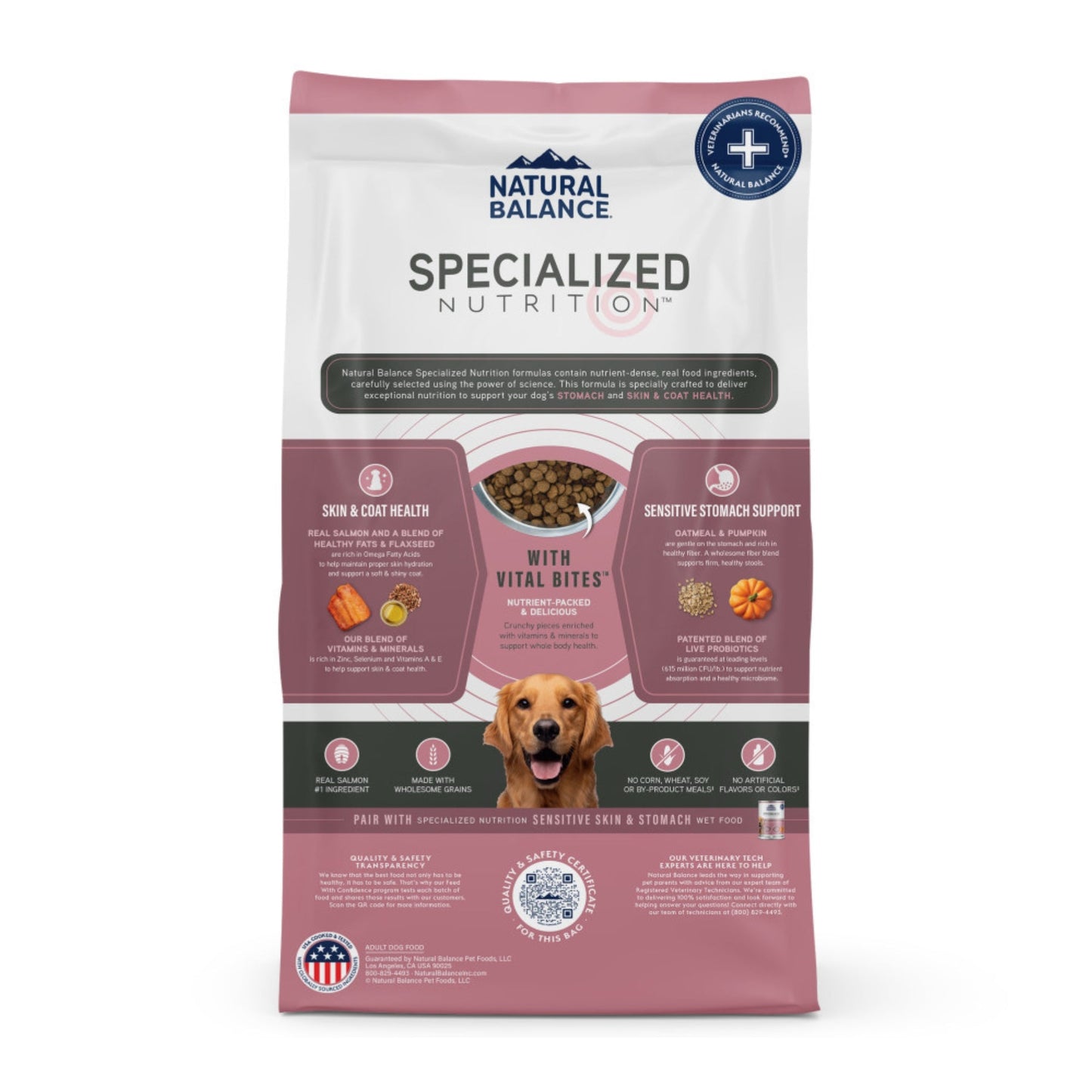 Natural Balance Pet Foods Specialized Sensitive Skin Stomach Dry Dog Food Salmon Oatmeal, 1ea/3.5 lb