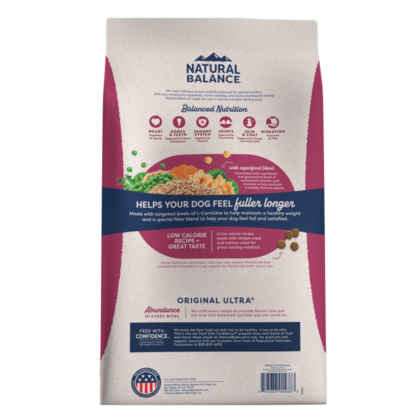 Natural Balance Pet Foods Original Ultra Fat Dogs Dry Dog Food Chicken Meal, Salmon Meal & Barley 24lb