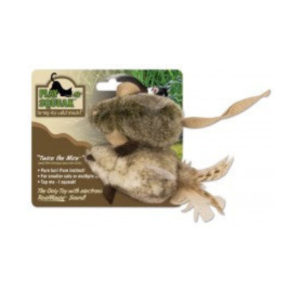 OurPets Twice the Mice Squeaking Mice Catnip Toy 2pk