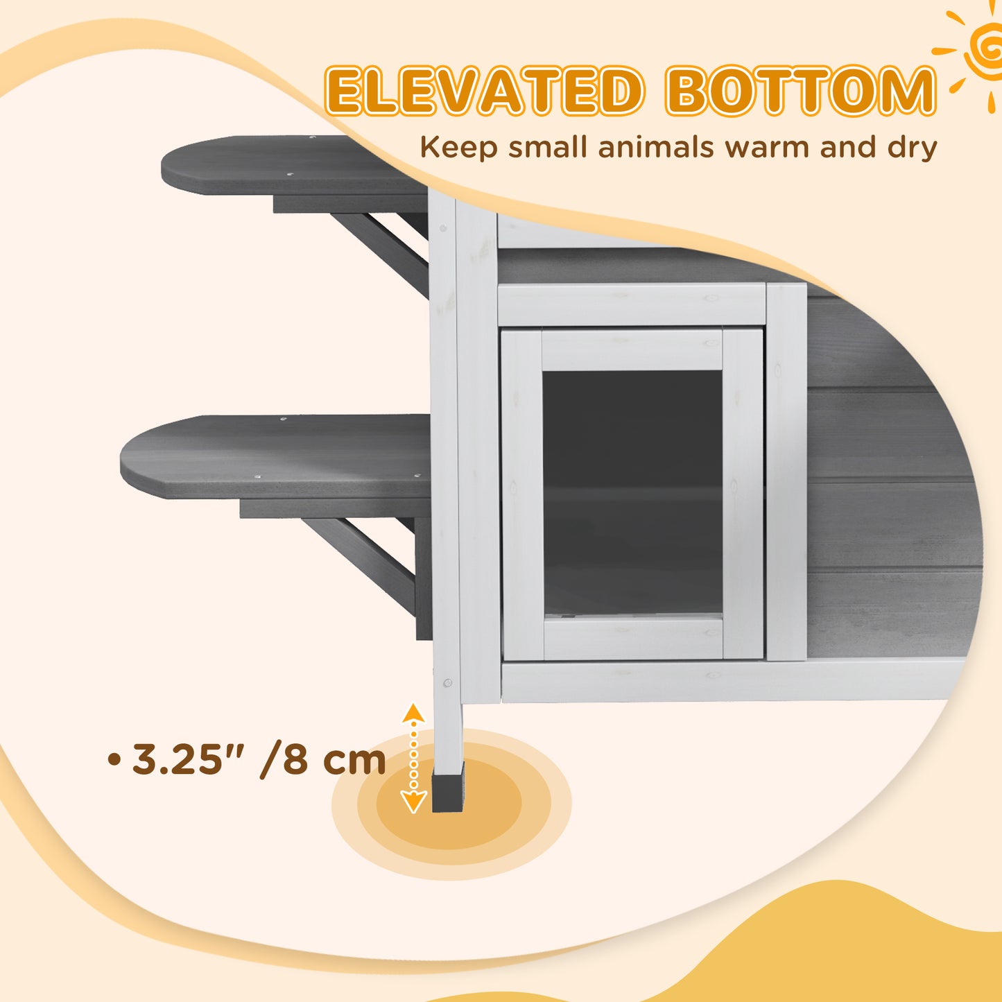 PawHut 2-story Cat House Outdoor, Weatherproof Wooden Cat Enclosure for Feral Cats with Escape Door, Openable Roof, Jumping Platforms, Gray
