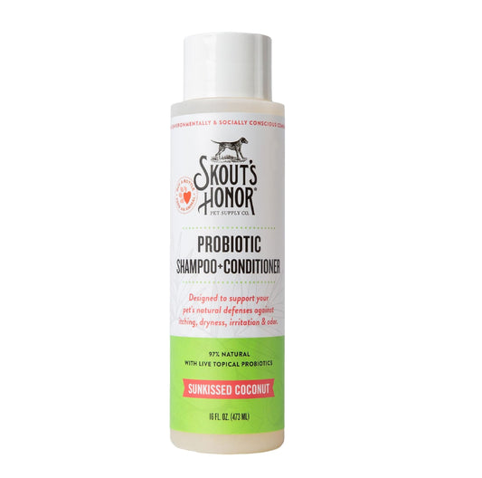 Skout's Honor Dog & Cat Probiotic Shampoo & Conditioner Sun-kissed Coconut 16Oz