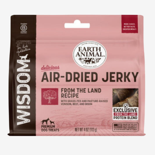 Earth Animal Dog Wisdom Air-Dried Jerky From The Land 4oz.