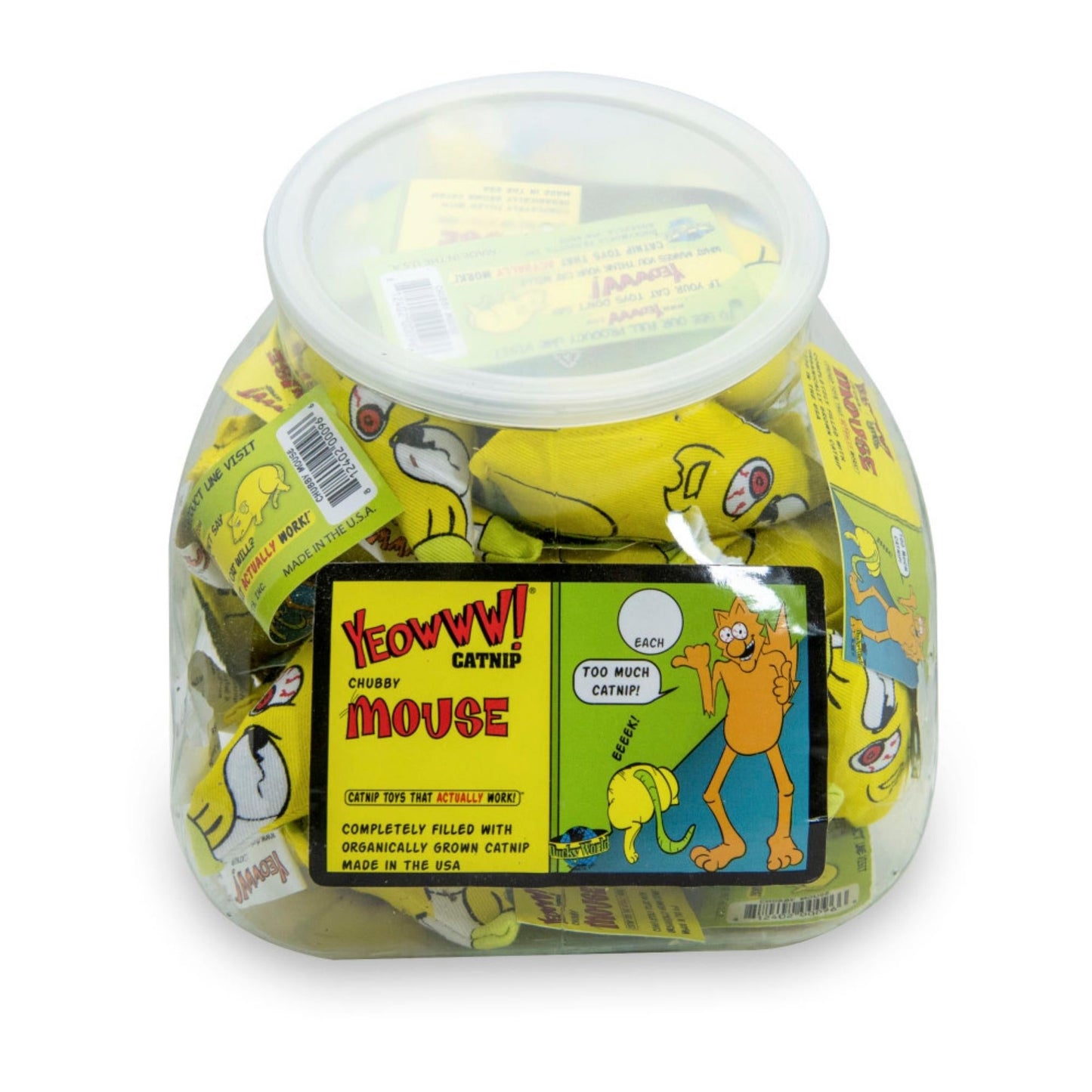 Yeowww Chubby Mouse Catnip Cat Toy Counter Display Jug 30 ct