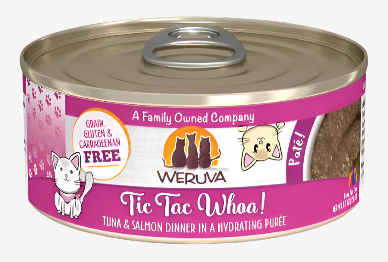 Weruva Cat Pate Tic Tac Whoa! Tuna and Salmon Dinner 5.5oz. (Case of 8)