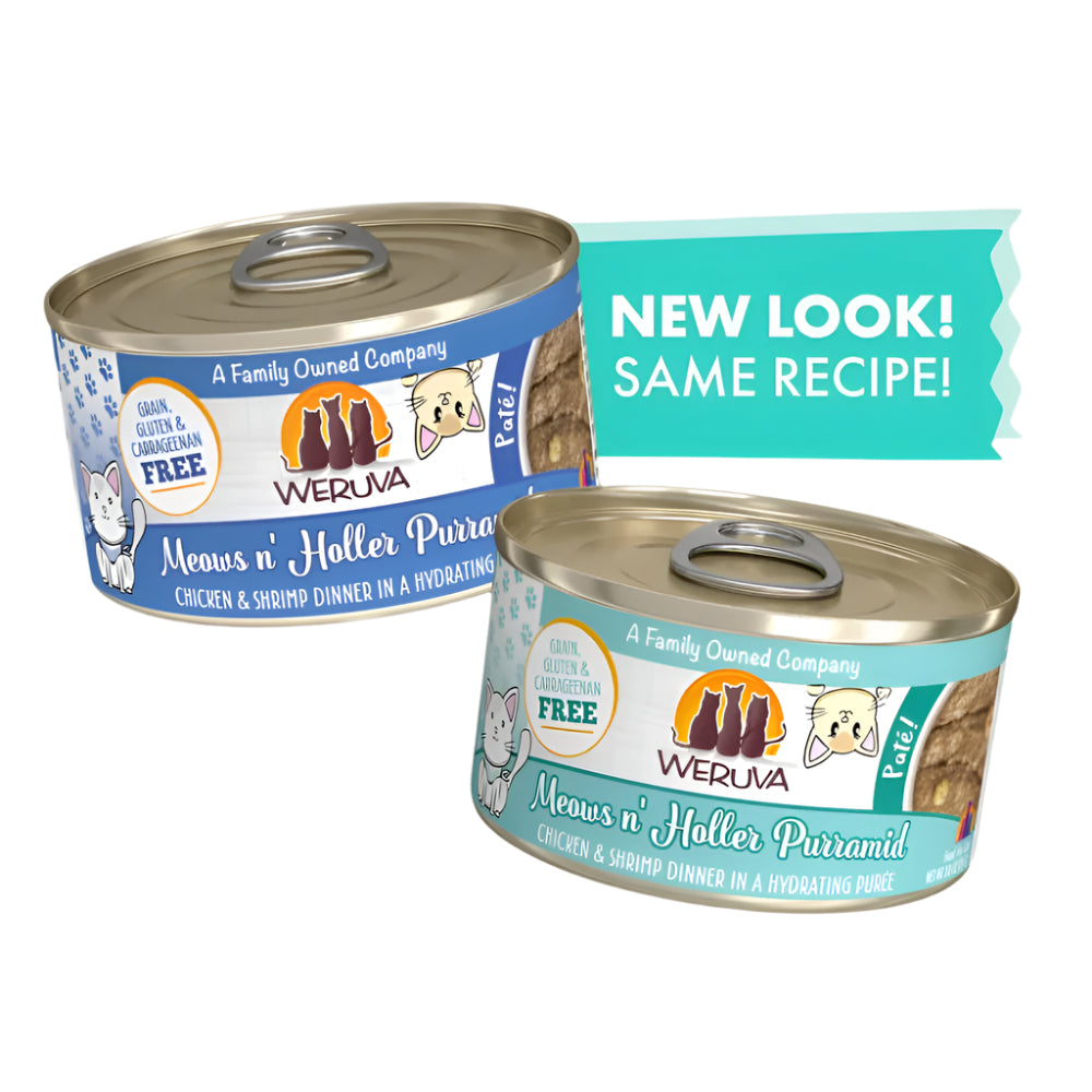Weruva Cat Pate Meows n Holler PurrAmid Chicken and Shrimp Dinner 5.5oz (Case of 8)