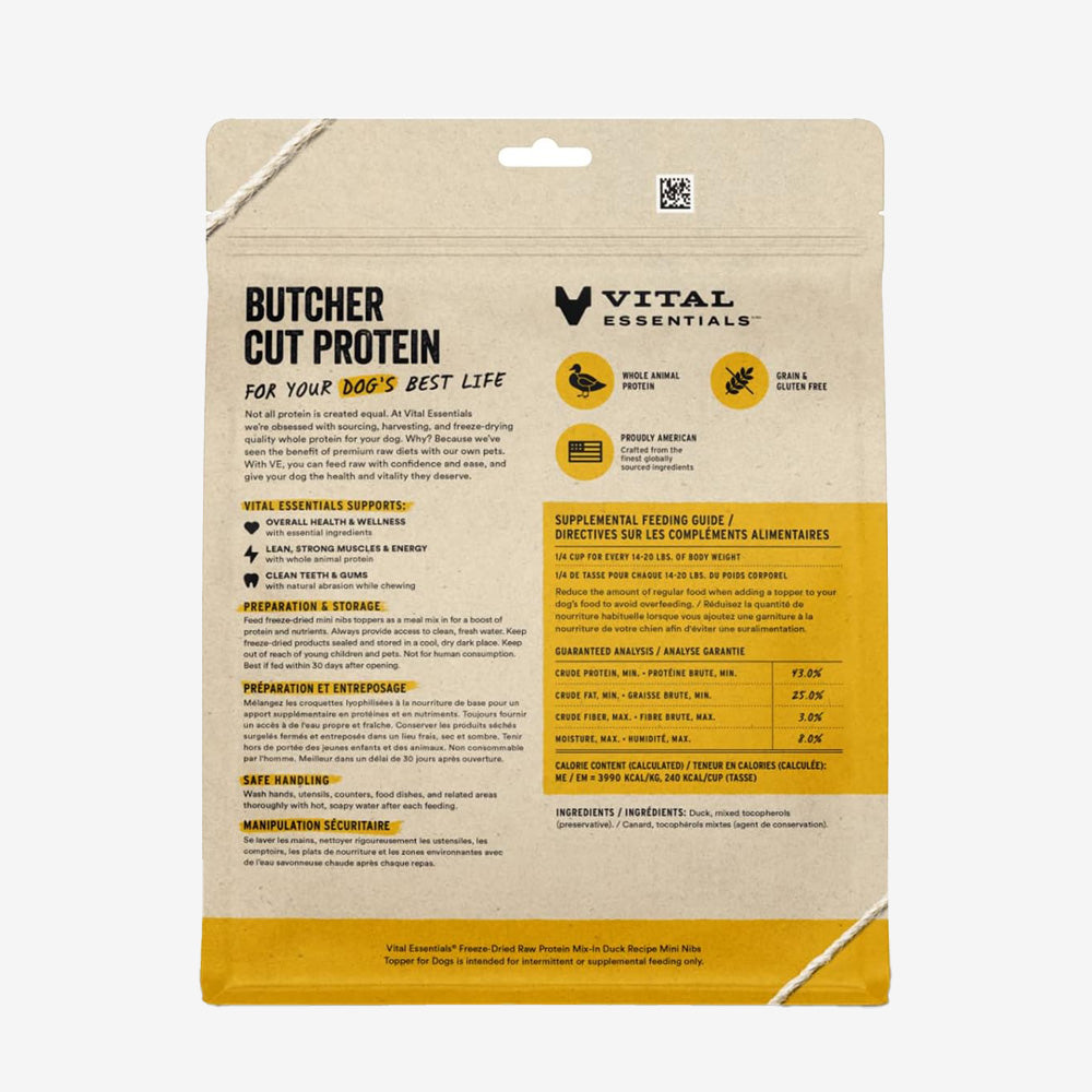 Vital Essentials Dog Freeze Dried Topper Duck 6oz.