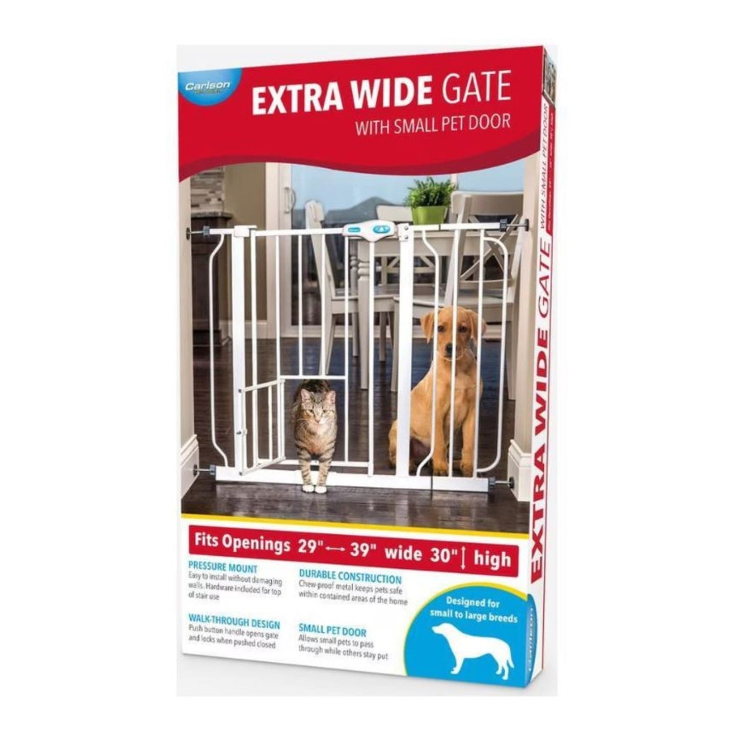 Carlson Expandable Extra Tall Gate w/ Slide Handle White 29-52 X 41in.