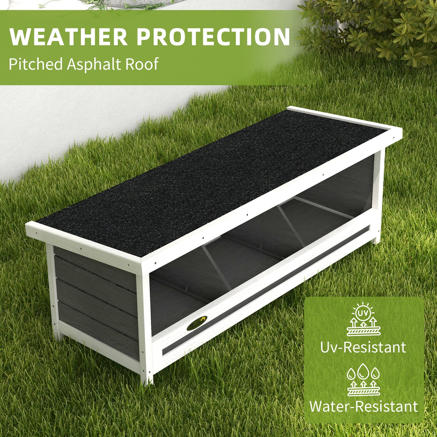 PawHut Wood Nesting Boxes Chicken Coop Accessories for Up to 3 Chickens, with Asphalt Roof, Gray