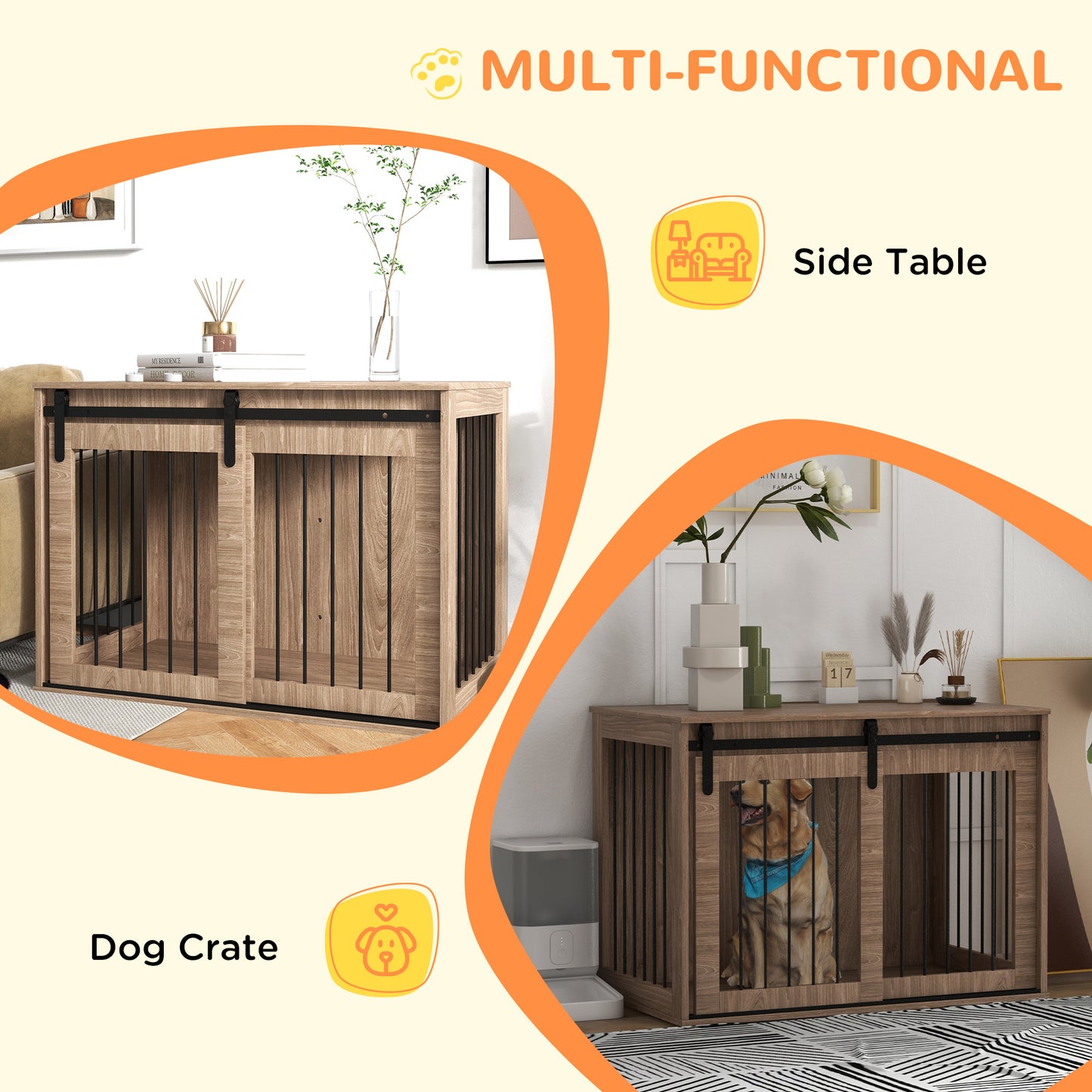 PawHut Dog Crate Furniture for Large Sized Dog, 39" x 23" x 24", Brown