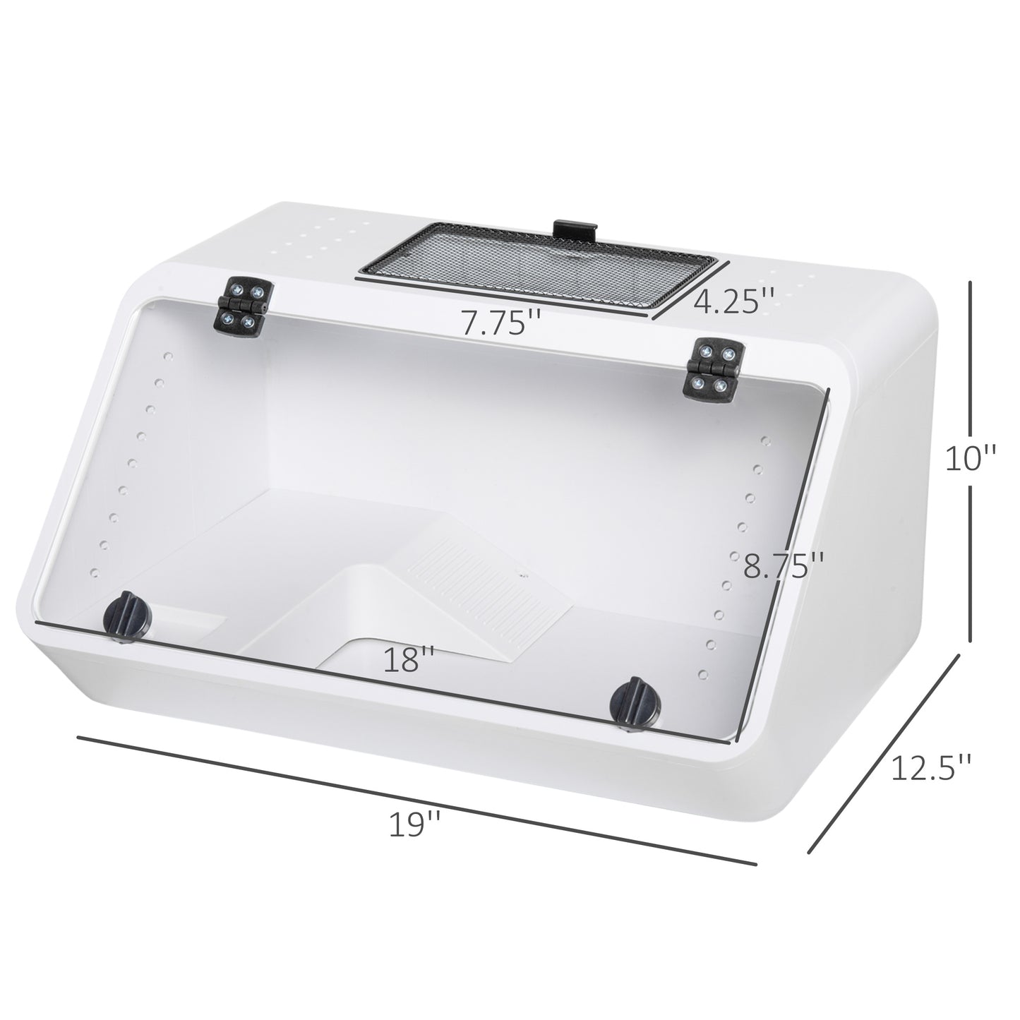 PawHut Small Turtle Tank with Basking Platform, Reptile Aquarium Cage with Feeding Trough, Box Turtle Habitat and Hermit Crab Habitat, Clear Sunlight Window, Indoor and Outdoor