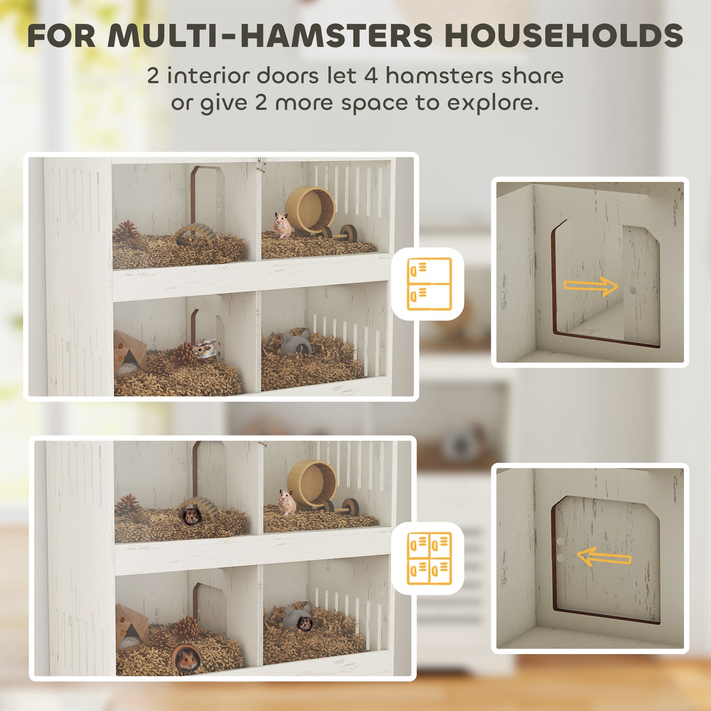 PawHut Multi-Pet Hamster Cage w/ Storage Cabinet – Cream White (31.9")