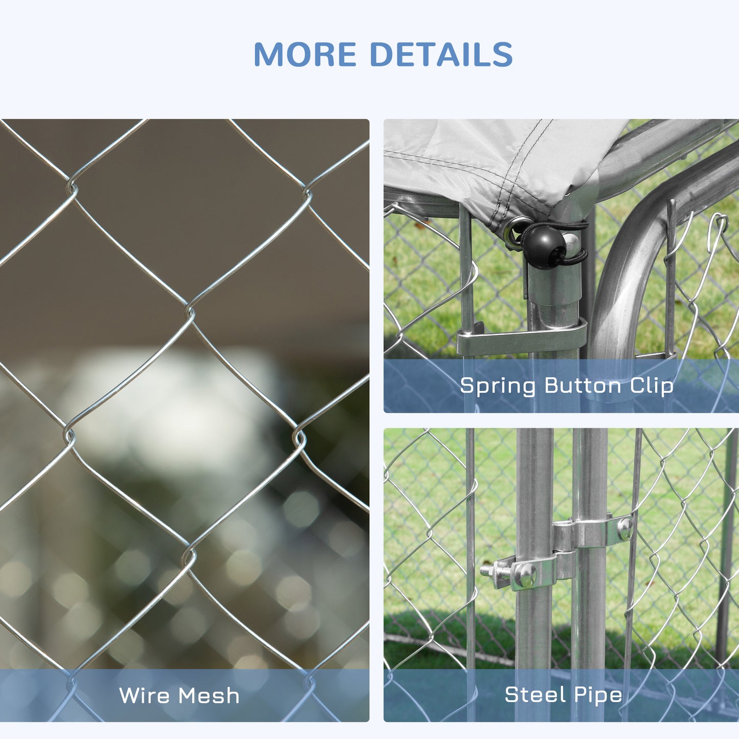 PawHut Outdoor Dog Kennel, Heavy Duty Dog Run Outdoor Fence with Waterproof Cover, Galvanized Chain Link, Secure Lock, 7.5' x 7.5' x 5.6'