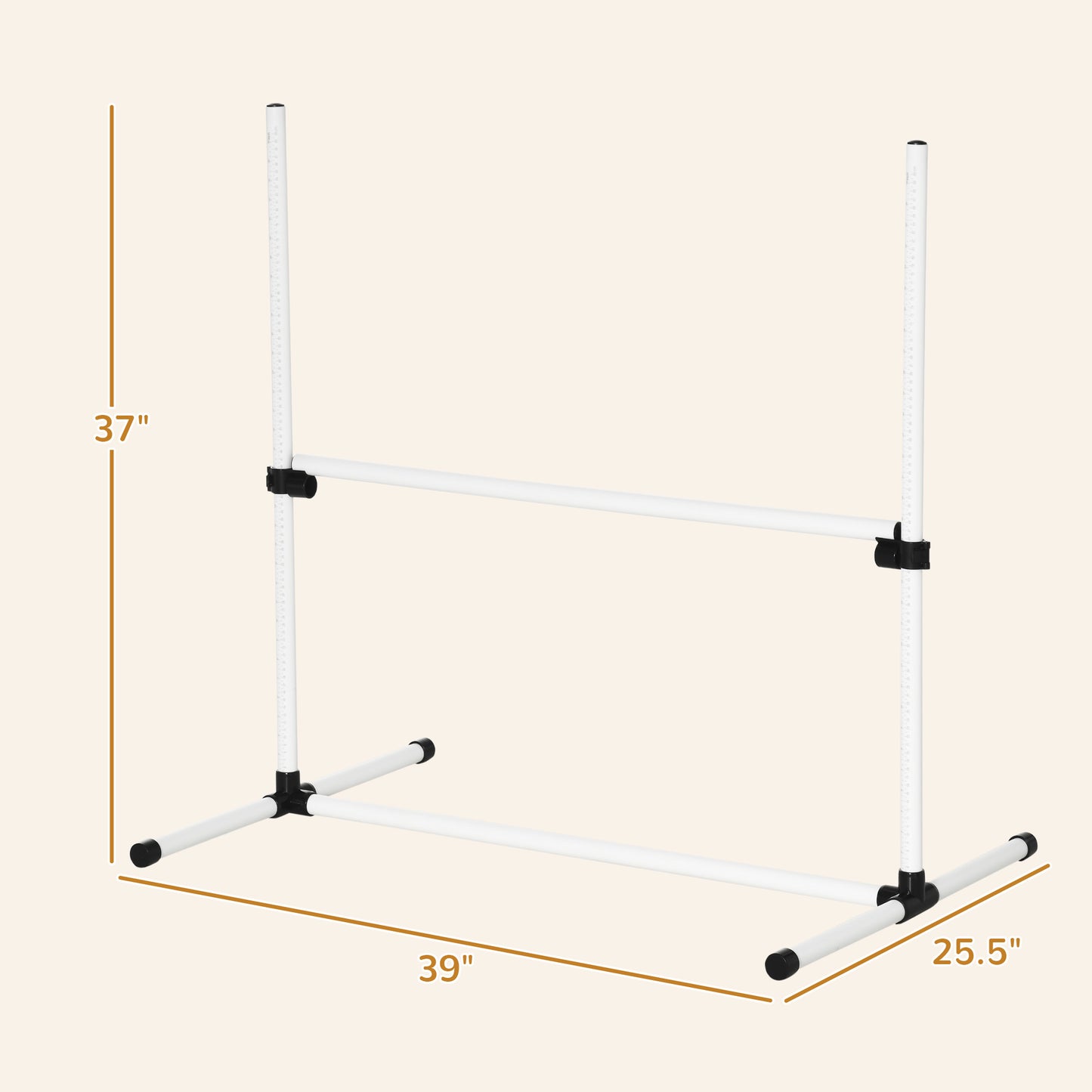 PawHut 8 Piece Dog Agility Set with Adjustable Height Jump Bars, Carry Bag, Displacing Top Bar, White