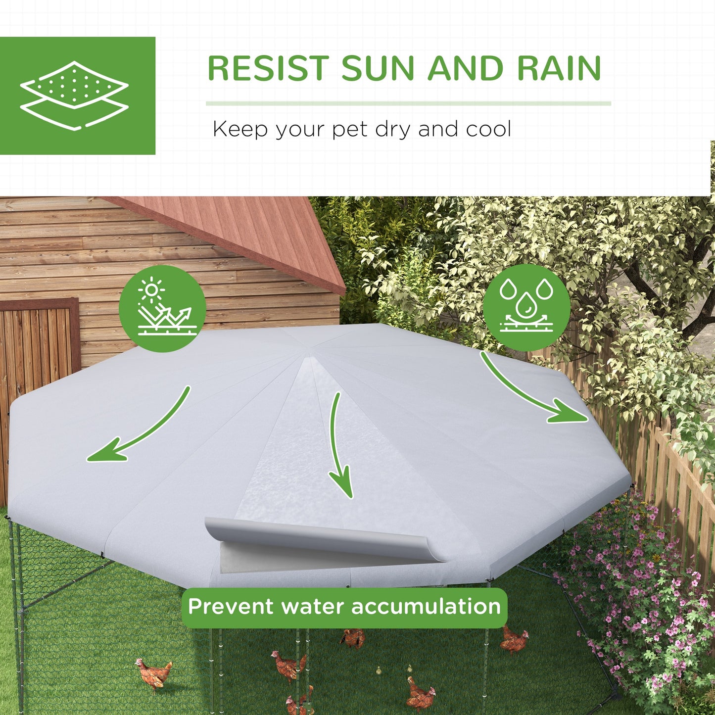 PawHut 17.1 ft x 15.7 ft Chicken Run for 19-25 Chickens with Cover