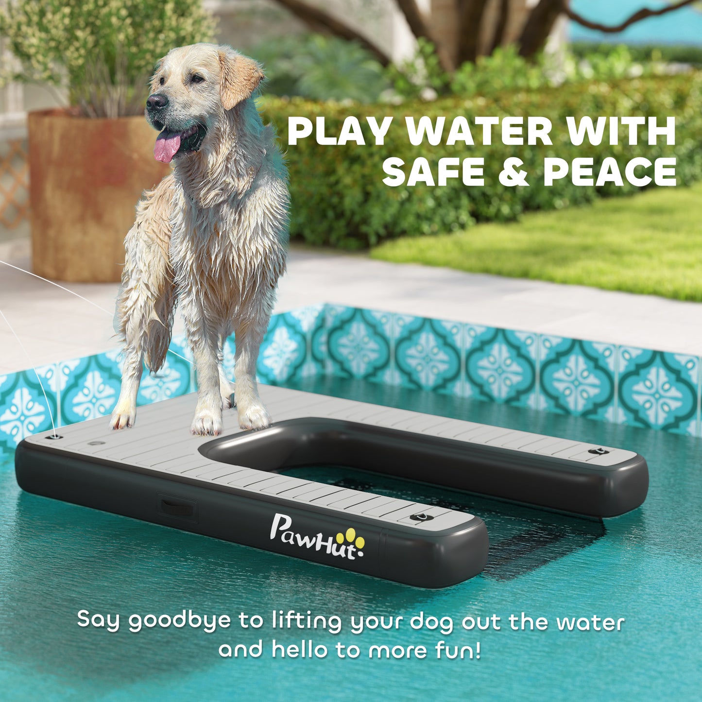 PawHut Inflatable Dog Boat Ramp – Non-Slip, For Boats, Docks & Lakes