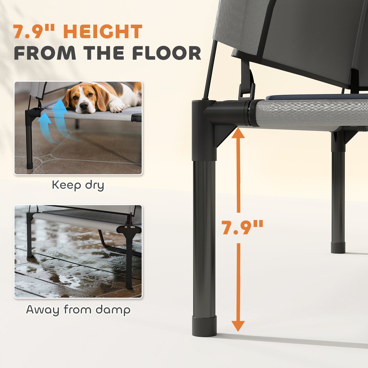 PawHut Elevated Dog Cot w/ Mesh Canopy & Cooling Pad – 36"