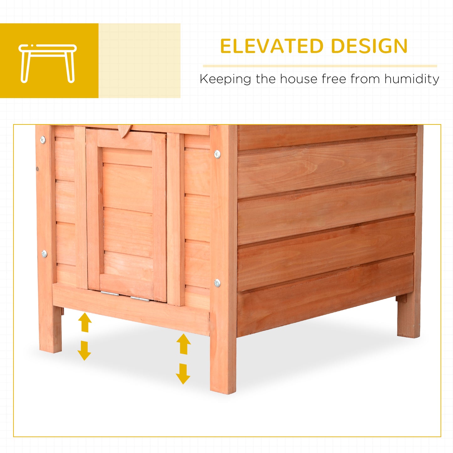 PawHut Small Wooden Rabbit Hutch Bunny Cage Guinea Pig Cage Duck House Dog House with Openable & Waterproof Roof, for Rabbits, Chickens, Ducks, Natural