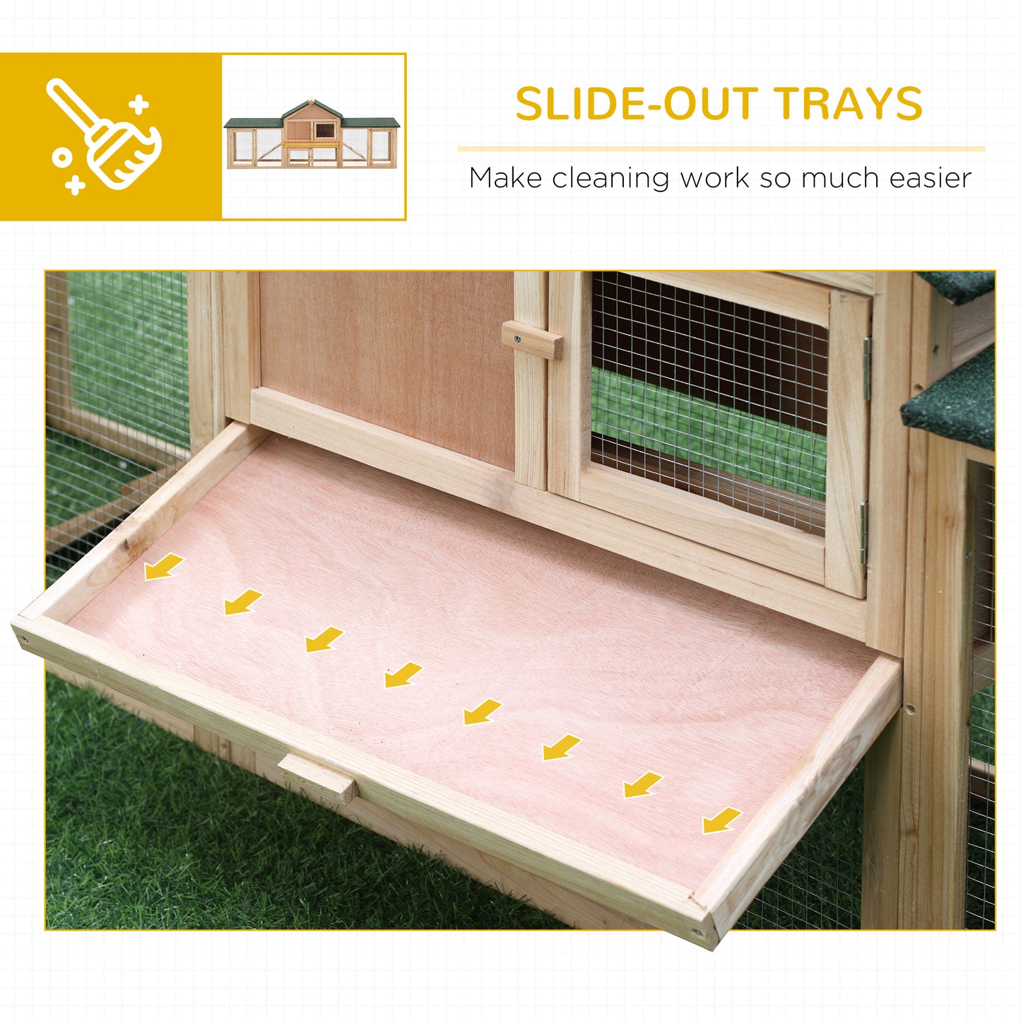 PawHut Rabbit Cage Outdoor, Rabbit House 83" 2 Story Deluxe XL Wooden Rabbit Hutch Big Bunny Cage w/ Ladder and Run