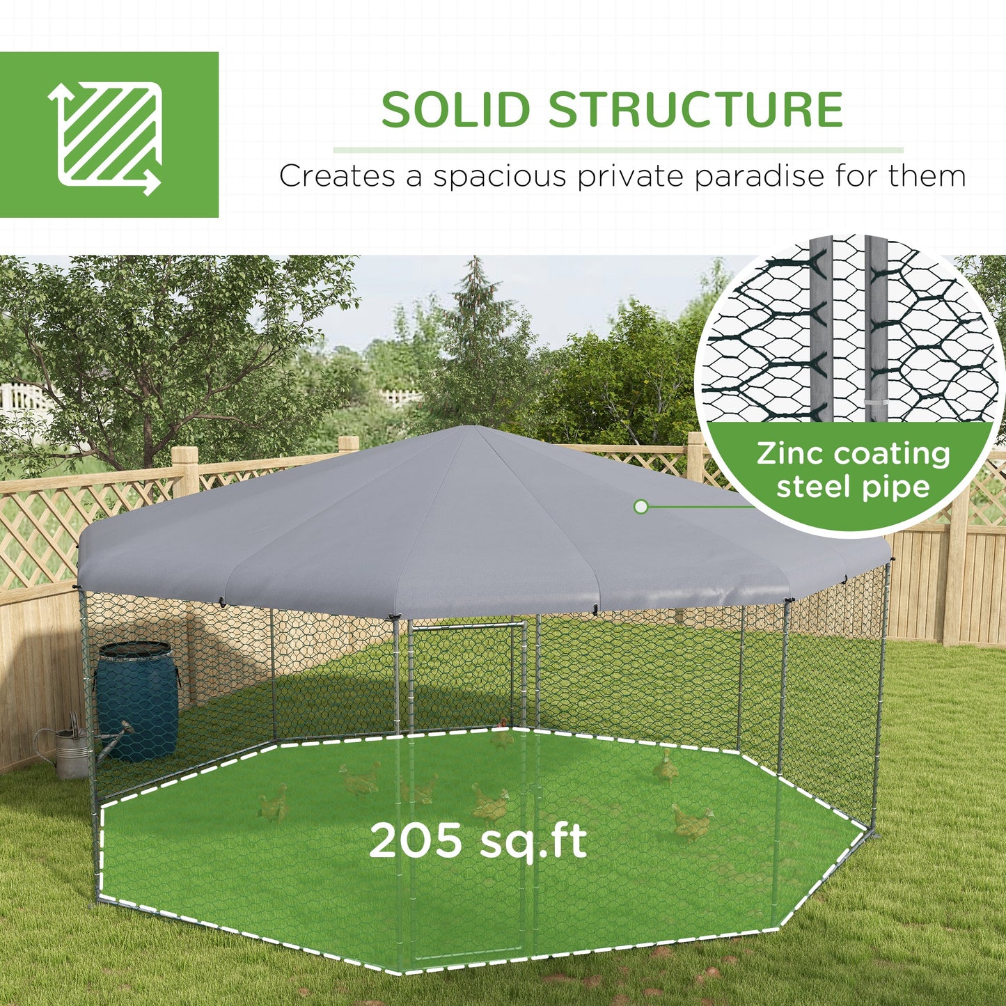 PawHut 17.1 ft x 15.7 ft Chicken Run for 19-25 Chickens with Cover