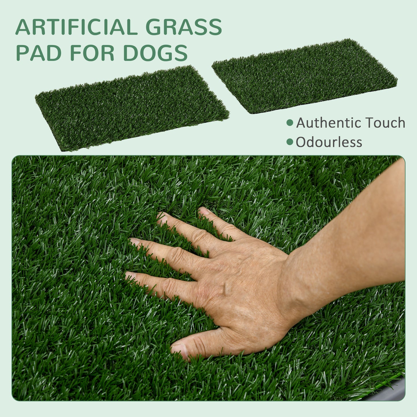 PawHut 2 Pack Artificial Dog Grass Pad with Tray for Potty Training Dogs, 26" x 16"
